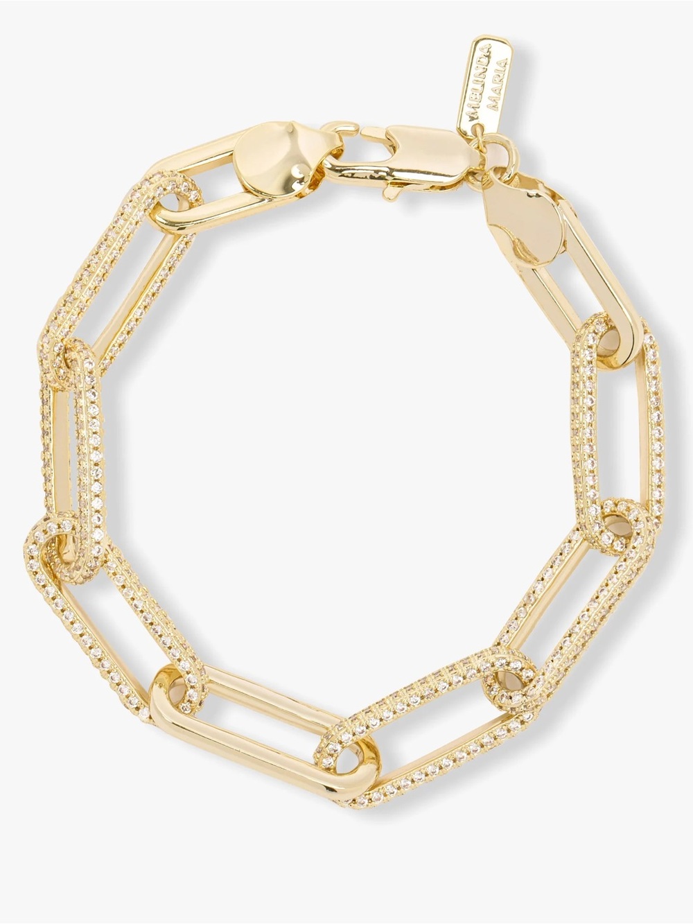 Melinda Maria Gold Pavé Chain Link Bracelet- 8mm